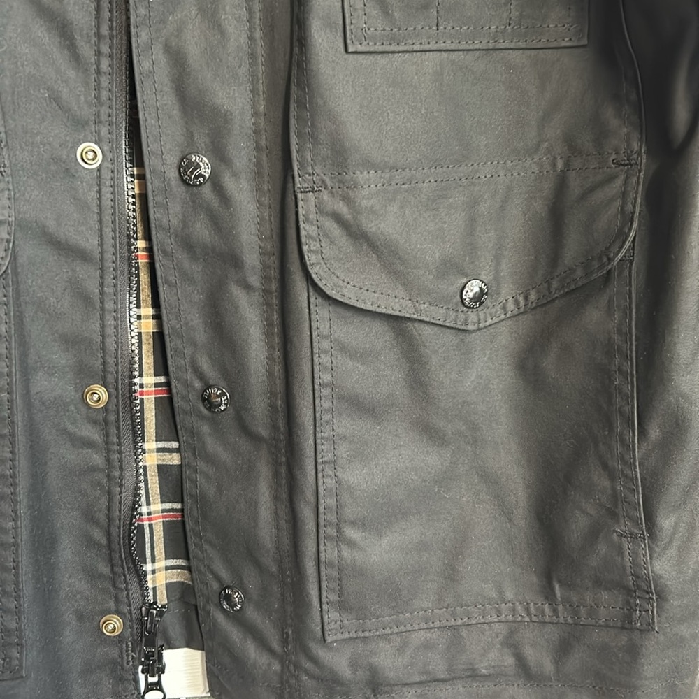 SOLD on EBay-Filson Shelter Cloth Woodland Jacket Black Plaid Lining Made in USA - Picture 3 of 11